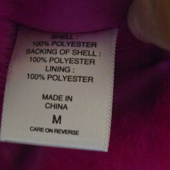 NY & Co Fuscia Faux Fur Cropped Fully Lined Jacket Size M Hook and eye closure s - Picture 5 of 5